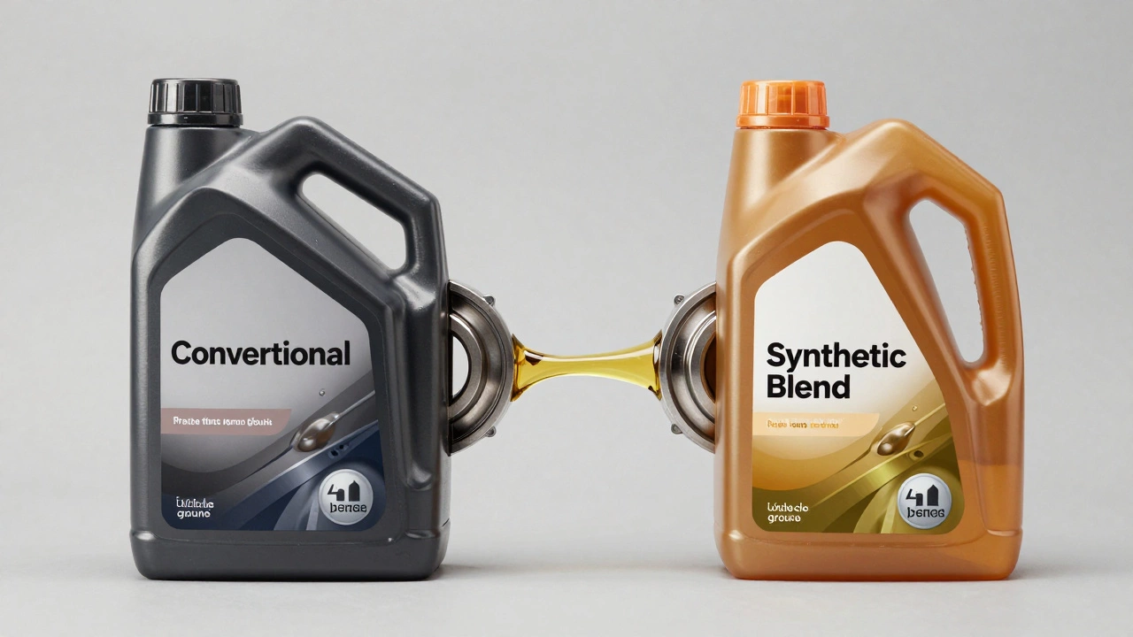 Comparison of conventional and synthetic blend oil bottles