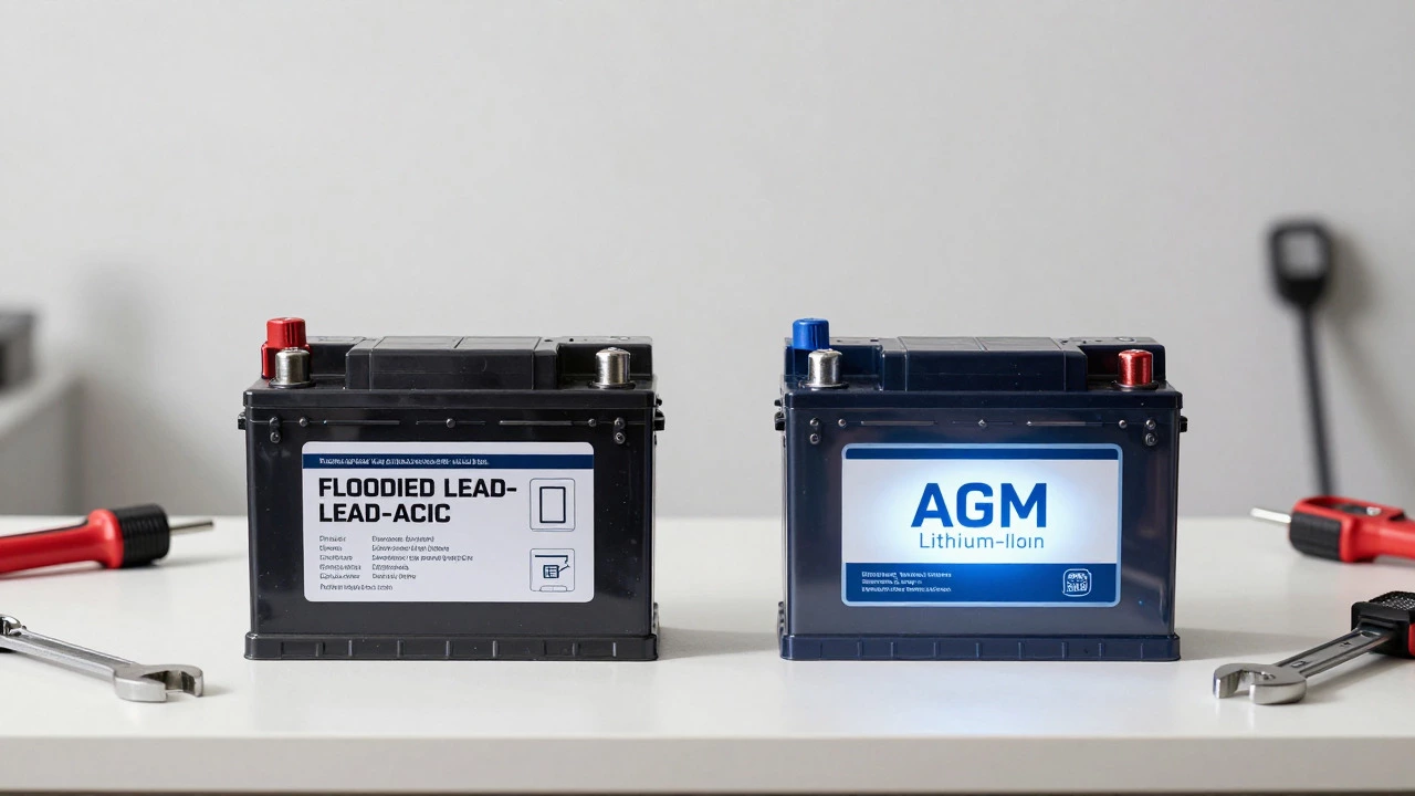 Side-by-side comparison of standard and advanced car batteries