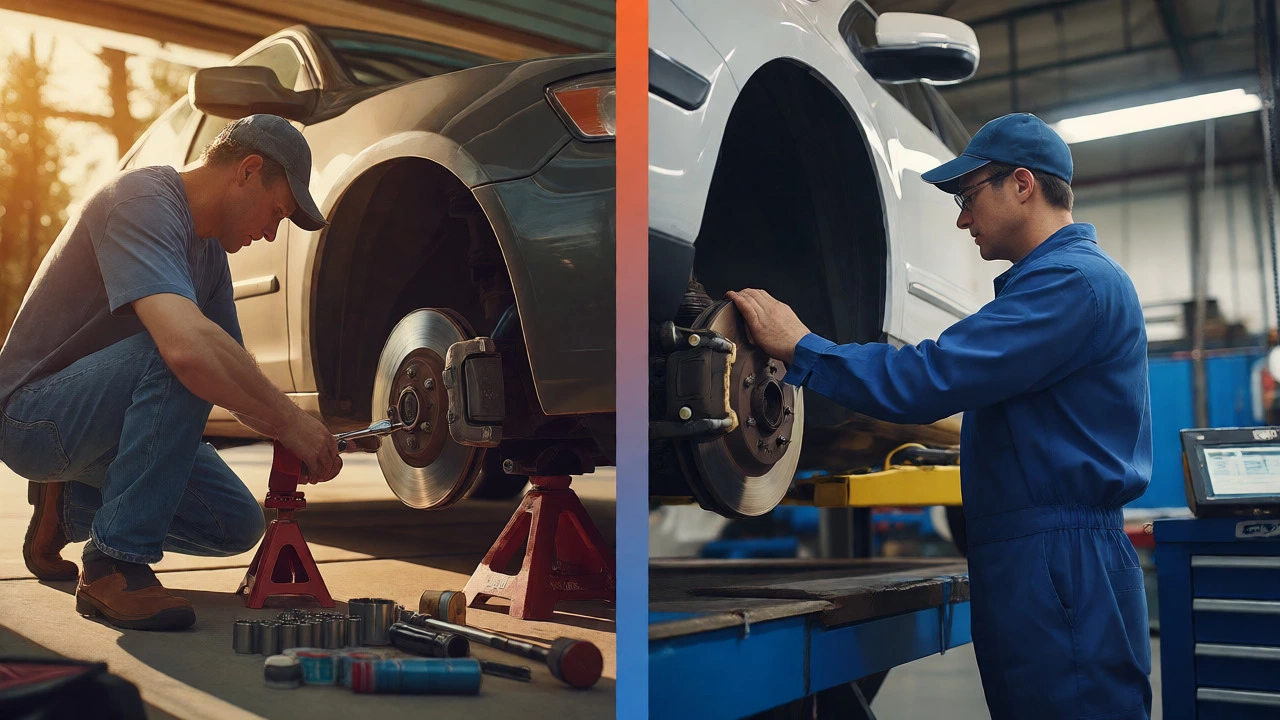 Comparison of DIY brake repair at home versus professional shop service