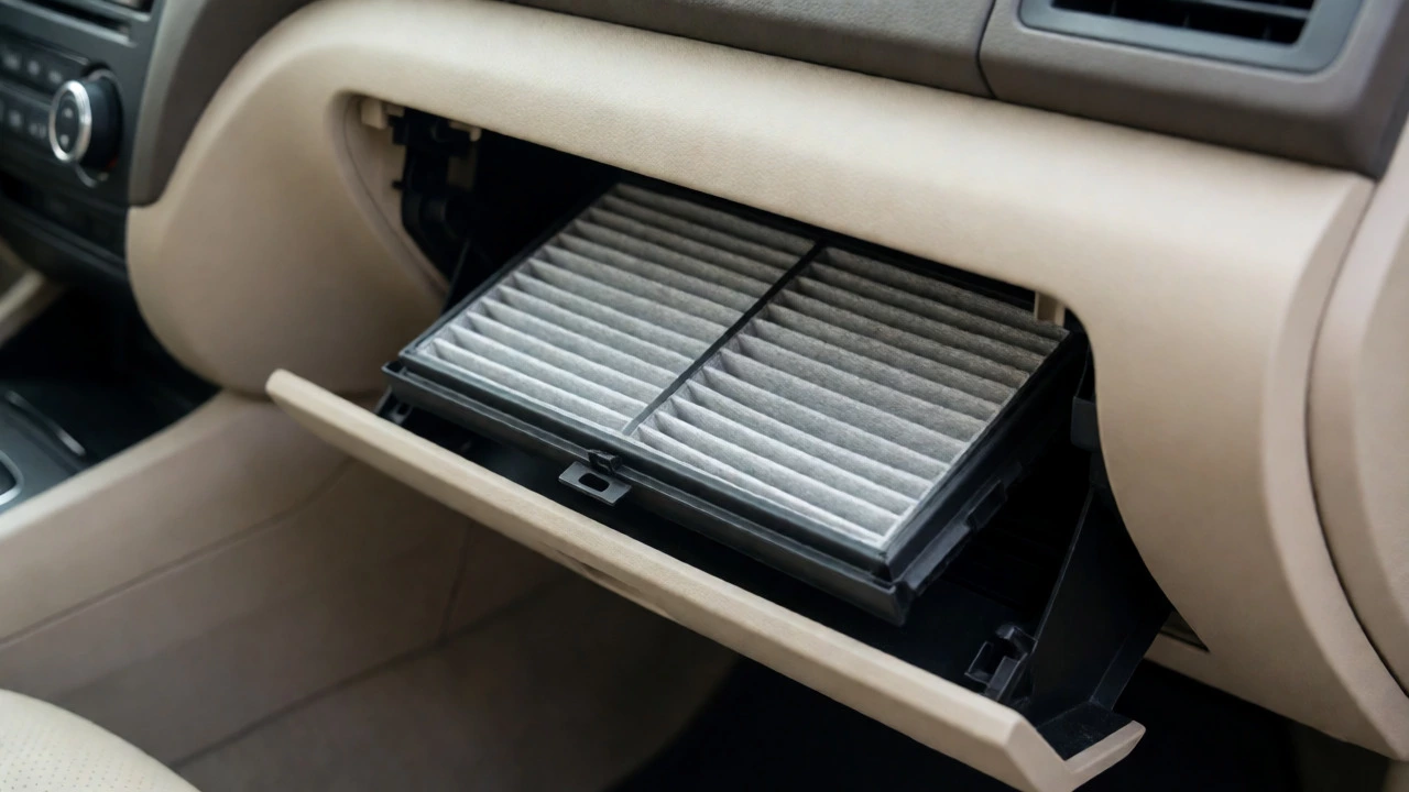 Removing a heavily soiled cabin air filter from the glovebox