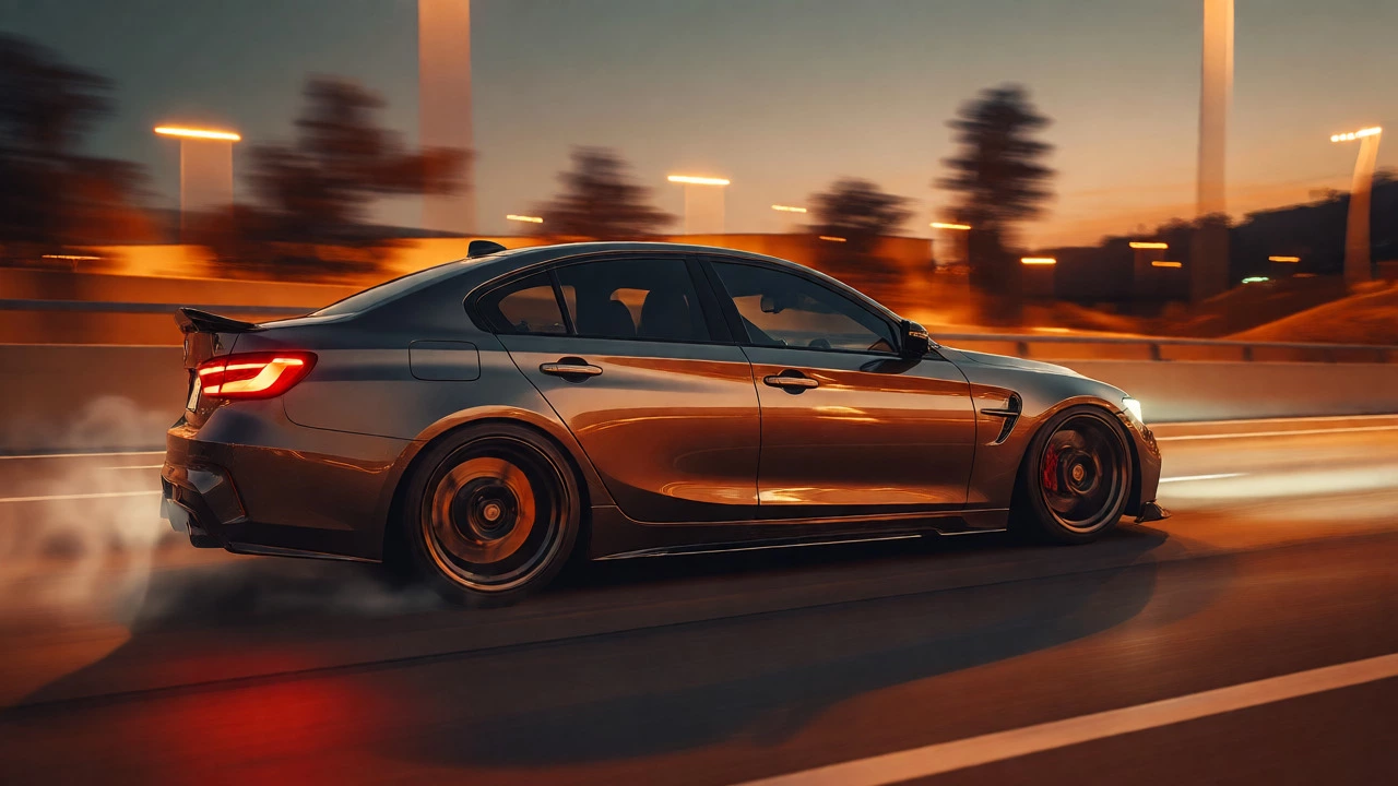 Sporty sedan accelerating on a highway at dusk, showcasing speed and improved throttle response.